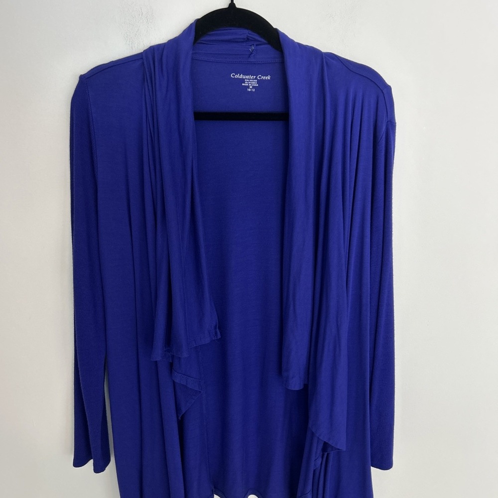 Coldwater‎ Creek Women's M Royal Blue Long Sleeve Waterfall Drape Cardigan Light